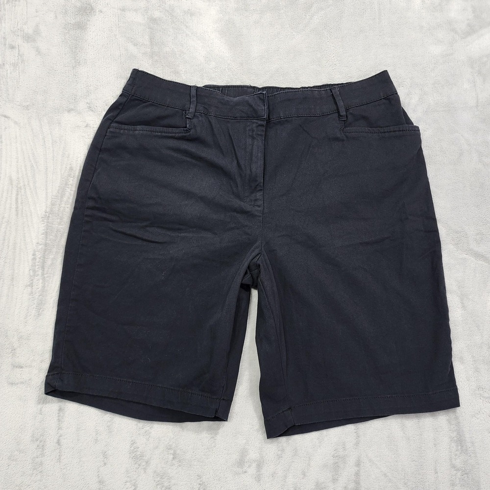 Vintage Basic Editions Shorts Womens L Black High Rise Chino Stretch Casual